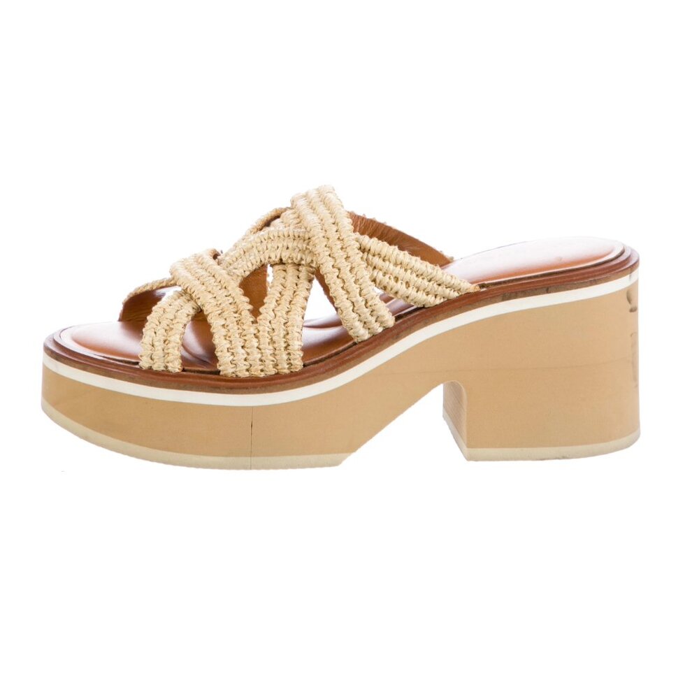 Robert Clergerie Jute Slides Platform Sandals Sz 8 it 38 fit like a 7.5